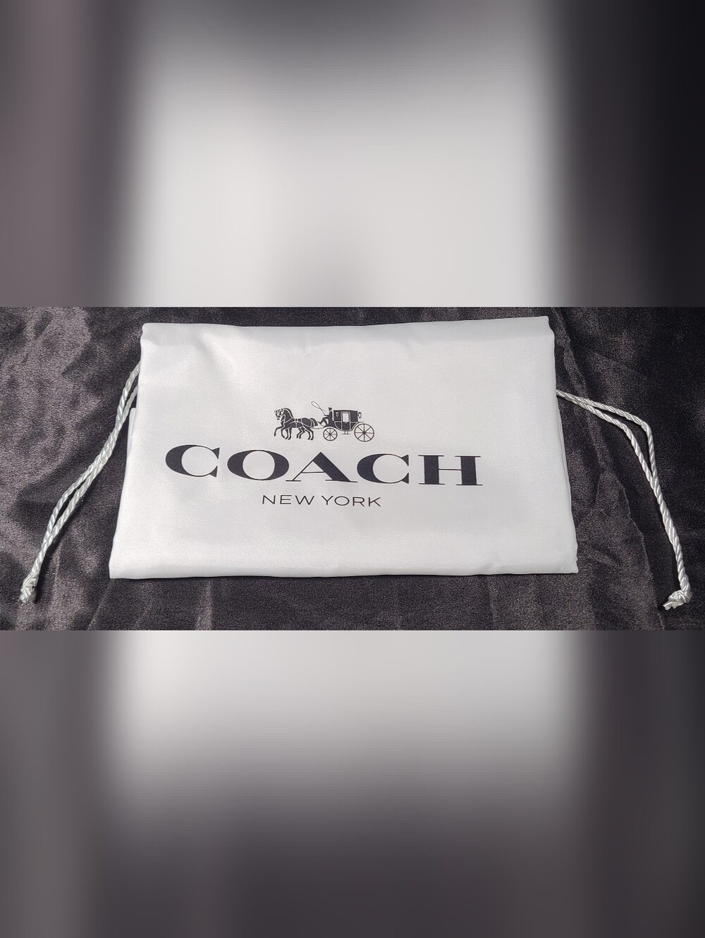 Coach White Drawstring Dust Bag with Black Logo